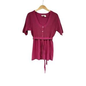 Route 66 Y2K Style Babydoll Style Sweater Top Burgundy Womens Large